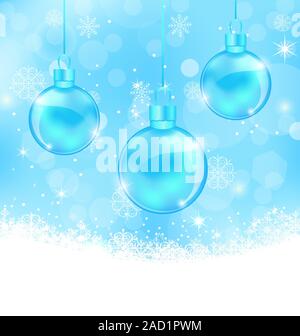 Christmas blue background with balls and snowflakes Stock Photo - Alamy