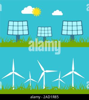 concept illustration with icon of green energy (set) Stock Photo