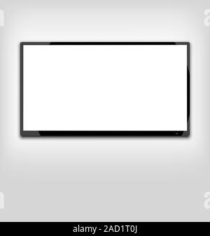 LCD or LED tv screen hanging on the wall Stock Photo