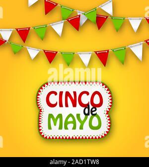 Cinco De Mayo Holiday Bunting Background. Mexican Poster Stock Photo