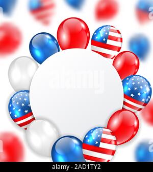 Celebration Clean Card with Balloons in American National Colors Stock Photo