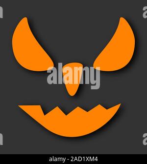 Scary face of Halloween pumpkin on black background Stock Photo