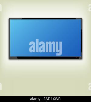 LCD or LED tv screen hanging on the wall Stock Photo