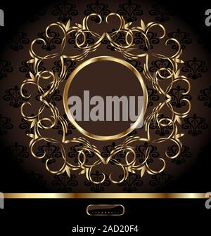 Illustration royal background with golden frame and heraldic crown ...