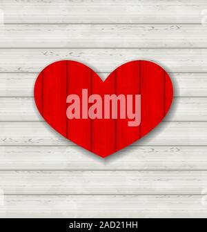 Illustration of red heart on wooden background Stock Photo - Alamy