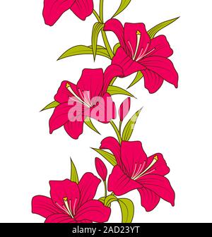 Seamless wallpaper with Lily flowers Stock Photo - Alamy