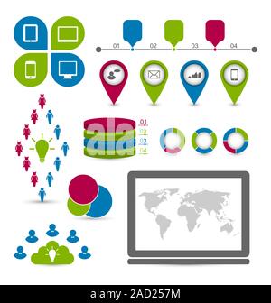 Social statistics set infographic elements Stock Photo