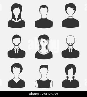 Set Business people, different male and female user avatars isolated on white background Stock Photo