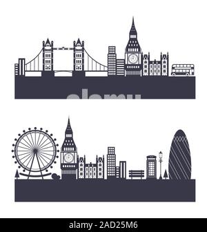 Silhouette Background of Abstract London Skyline Stock Photo