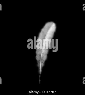 White Feather isolated on Black Background Stock Photo