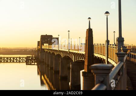 Kincardine Bridge over the Firth of Forth at sun set, Fife, Scotland. Stock Photo