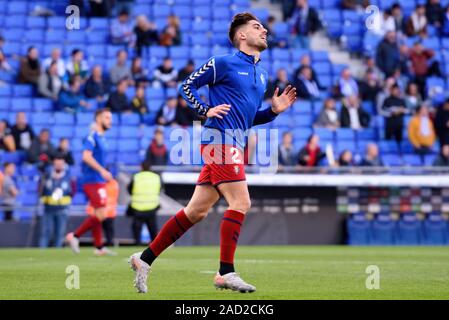 BARCELONA - DEC 1: Nacho Vidal plays at the La Liga match between RCD Espanyol and CA Osasuna at the RCDE Stadium on December 1, 2019 in Barcelona, Sp Stock Photo