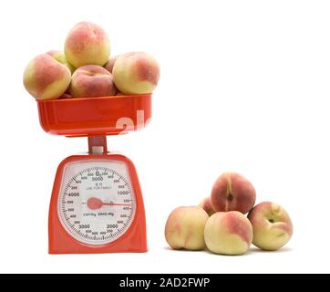 https://l450v.alamy.com/450v/2ad2fwp/red-kitchen-scale-weighting-peaches-2ad2fwp.jpg