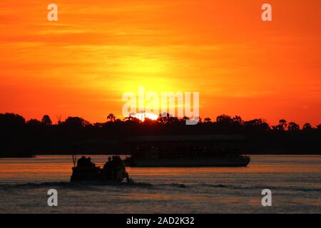 Zambezi sunset dinner cruise Stock Photo