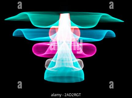 Multicoloured spinning light trails. Stock Photo