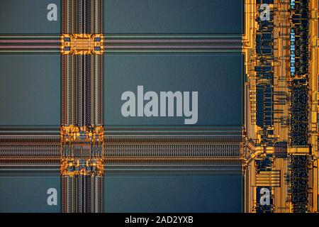 Computer RAM module. Light micrograph of a 1 megabyte fast page mode dynamic random-access memory (FPM DRAM) module. Random-access technology allows t Stock Photo