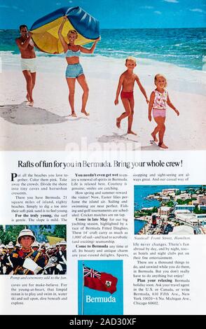 1966 magazine advert advertising holidays in Bermuda. Stock Photo