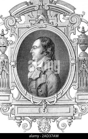 Joseph Le Bon. French politician during the French revolution. Born 1765, died 1795. Antique illustration. 1890. Stock Photo