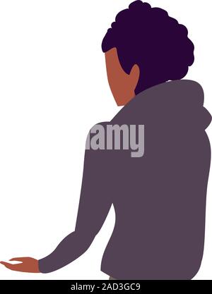 young man of back position on white background vector illustration design Stock Vector