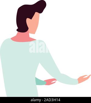 young man of back position on white background vector illustration design Stock Vector