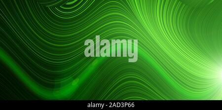 Bright green glow flux effect wave. Dynamic motion energy. Design template illustration Stock Photo