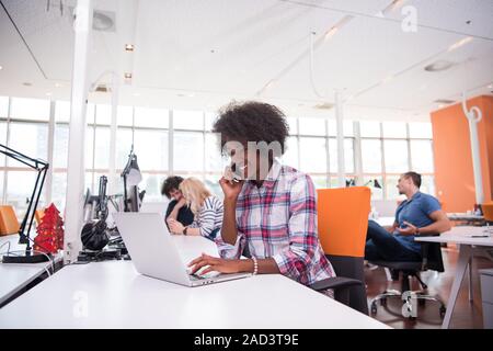 African American informal Business woman working in the office Stock Photo
