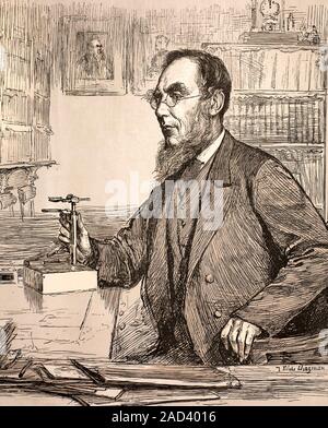 Joseph Dalton Hooker (1817-1911), British botanist, with a microscope in middle age. Educated in medicine at Glasgow, Hooker served as Assistant Surge Stock Photo