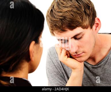 Counselling. 22-year-old man in a counselling session. Stock Photo