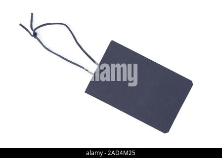 Dark paper Tag or Label isolated on white Background Stock Photo