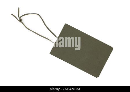 Dark paper Tag or Label isolated on white Background Stock Photo