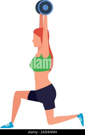 avatar girl lifting weights icon Stock Vector