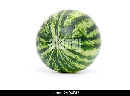 Fresh whole Watermelon isolated on white Background, full green Watermelon Berry Stock Photo