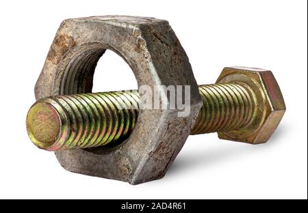 Bolt and big old nut Stock Photo