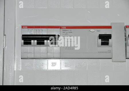 Domestic fuse box close up Stock Photo