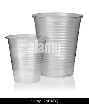 Two different plastic cups vertically Stock Photo