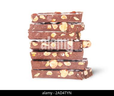 In front stack of seven chocolate bars Stock Photo