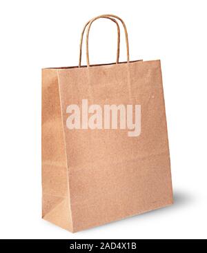 Empty open brown paper bag for food vertically Stock Photo