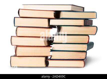 Two stacks chaotically stacked old books Stock Photo