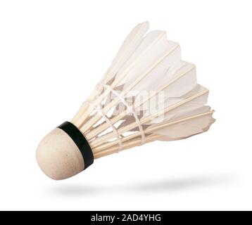 Flying feather shuttlecocks Stock Photo