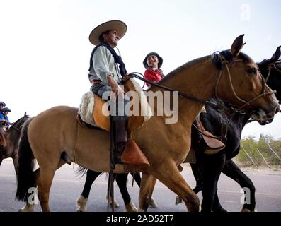 The Cabalgata Los Compadres of Vista Flores and Tunuyan is a parade of horsemen and their families that takes place in late November. Stock Photo