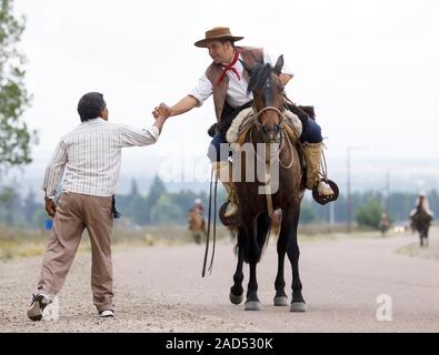 The Cabalgata Los Compadres of Vista Flores and Tunuyan is a parade of horsemen and their families that takes place in late November. Stock Photo