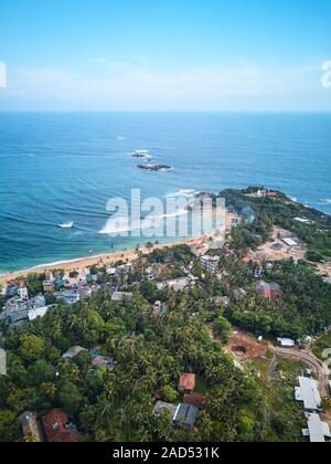 Aerial view of Unawatuna Beach and city in Sri Lanka Stock Photo