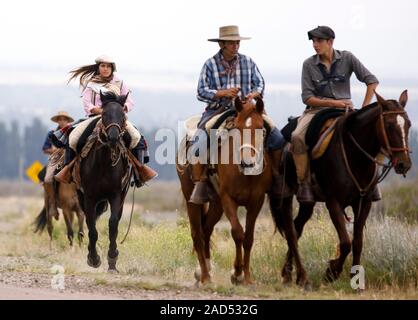 The Cabalgata Los Compadres of Vista Flores and Tunuyan is a parade of horsemen and their families that takes place in late November. Stock Photo