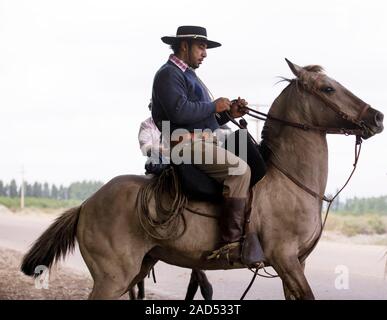 The Cabalgata Los Compadres of Vista Flores and Tunuyan is a parade of horsemen and their families that takes place in late November. Stock Photo