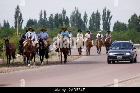 The Cabalgata Los Compadres of Vista Flores and Tunuyan is a parade of horsemen and their families that takes place in late November. Stock Photo