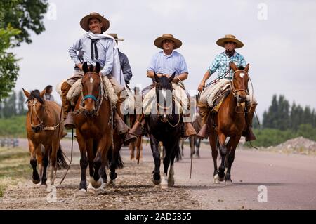 The Cabalgata Los Compadres of Vista Flores and Tunuyan is a parade of horsemen and their families that takes place in late November. Stock Photo