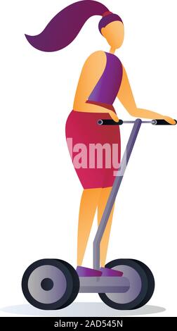 Girl is riding a hoverboard. Flat cartoon vector isolated sport illustration. Stock Vector