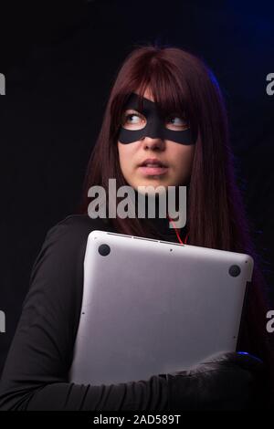 Girl in mask and gloves Stock Photo