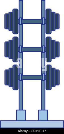 Muscle building with weight power rack flat line vector spot ...