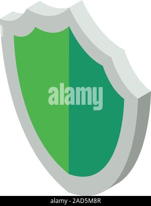 Green shield icon, isometric style Stock Vector